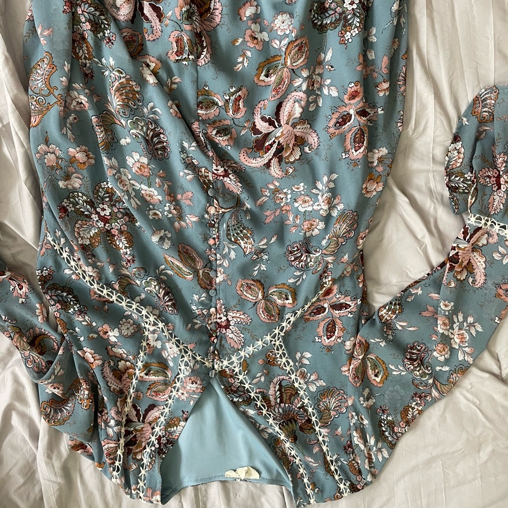 Entro Blue Floral Print Dress: Size Small